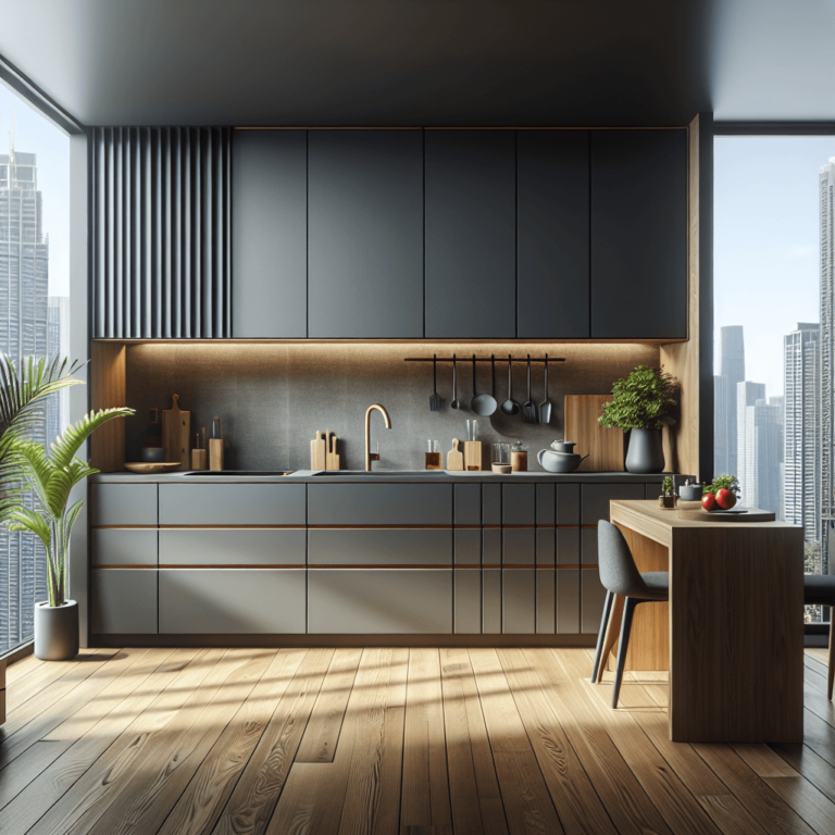 anthrazitfarbene Anrichte Küche-Essen