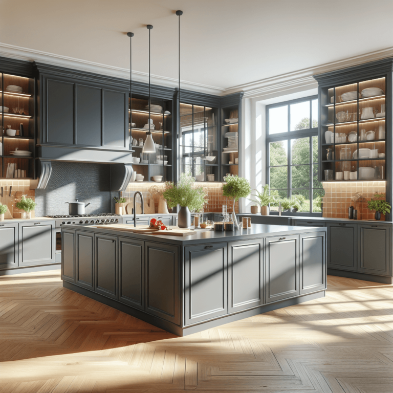 anthrazitfarbene Einbauküche-Essen