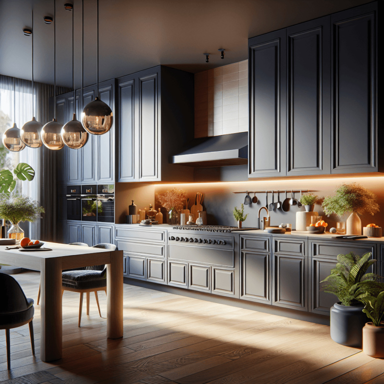 anthrazitfarbene Freistehende Küche-Essen