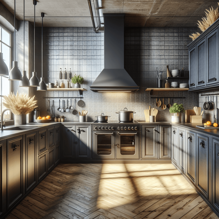 anthrazitfarbene Industrial Style Küche-Essen