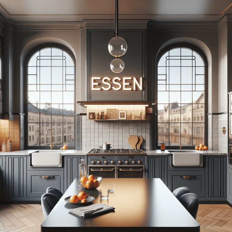 anthrazitfarbene Küche im Art-Deco-Stil-Essen