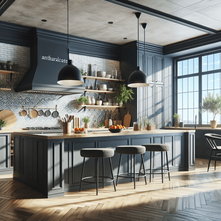 anthrazitfarbene Mediterrane Küche-Essen