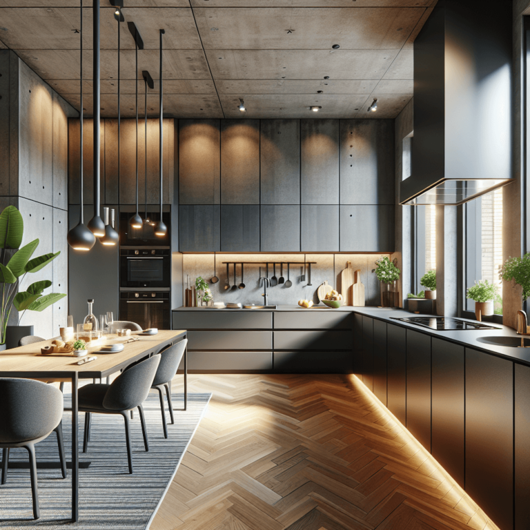 anthrazitfarbene Singleküche-Essen