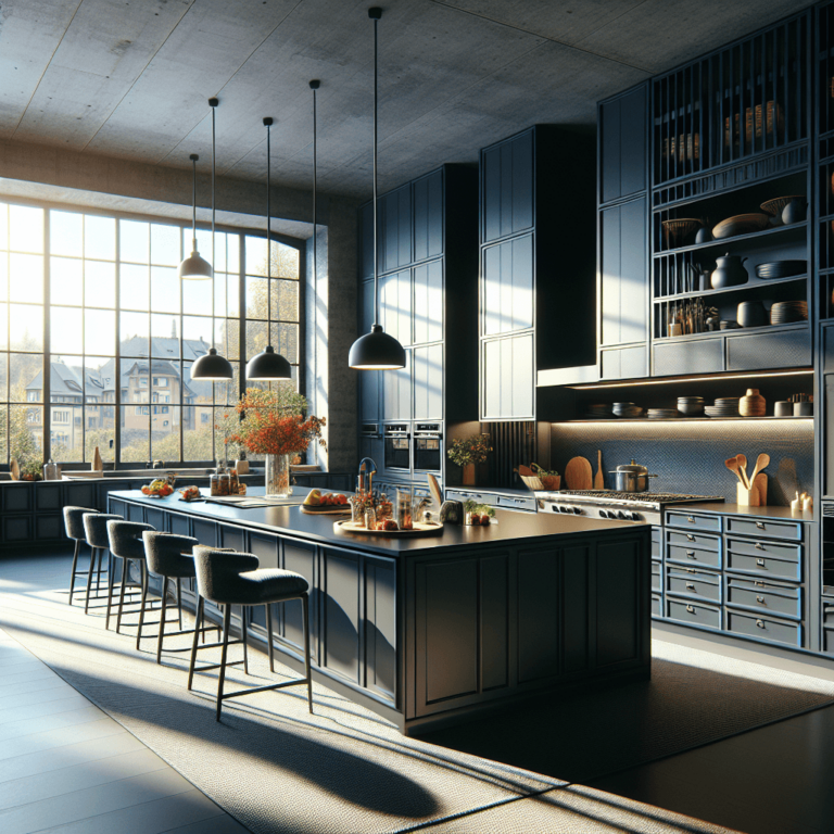 anthrazitfarbene Wohnküche-Essen