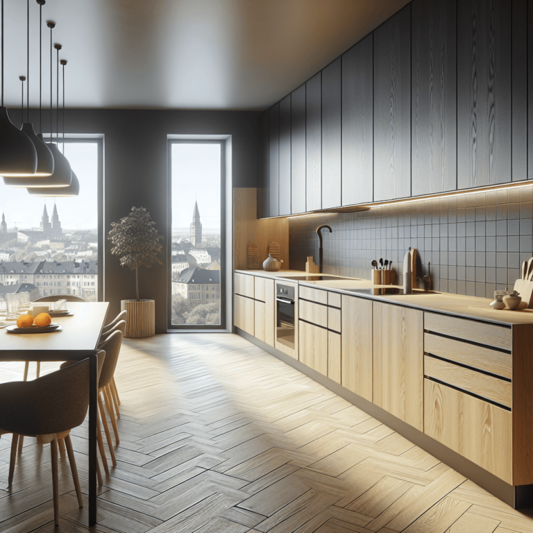 anthrazitfarbene einzeilige Küche-Essen