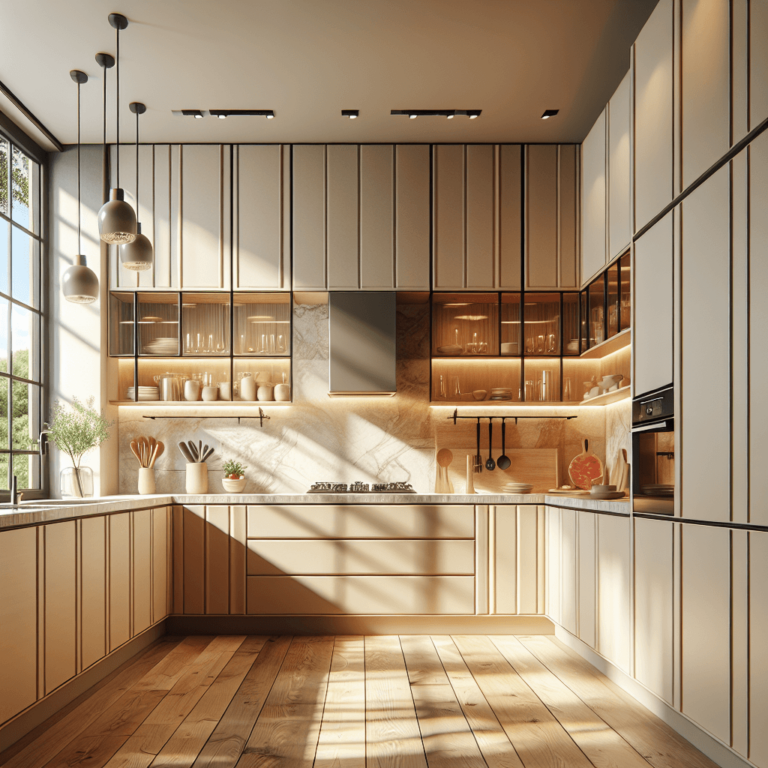 beige Eck-Küche-Essen