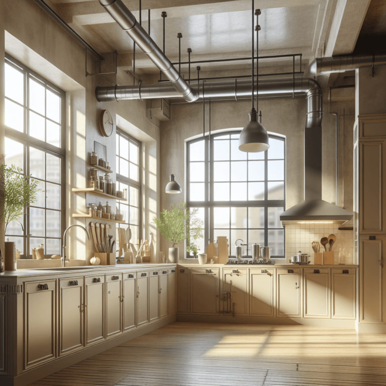 beige Industrial Style Küche-Essen