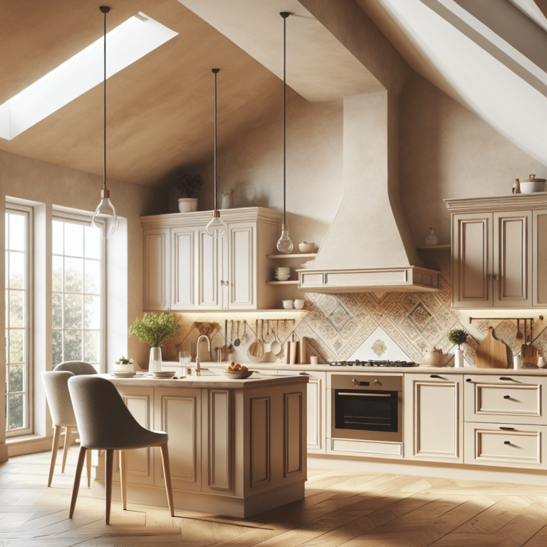 beige Küche für Dachschräge-Essen