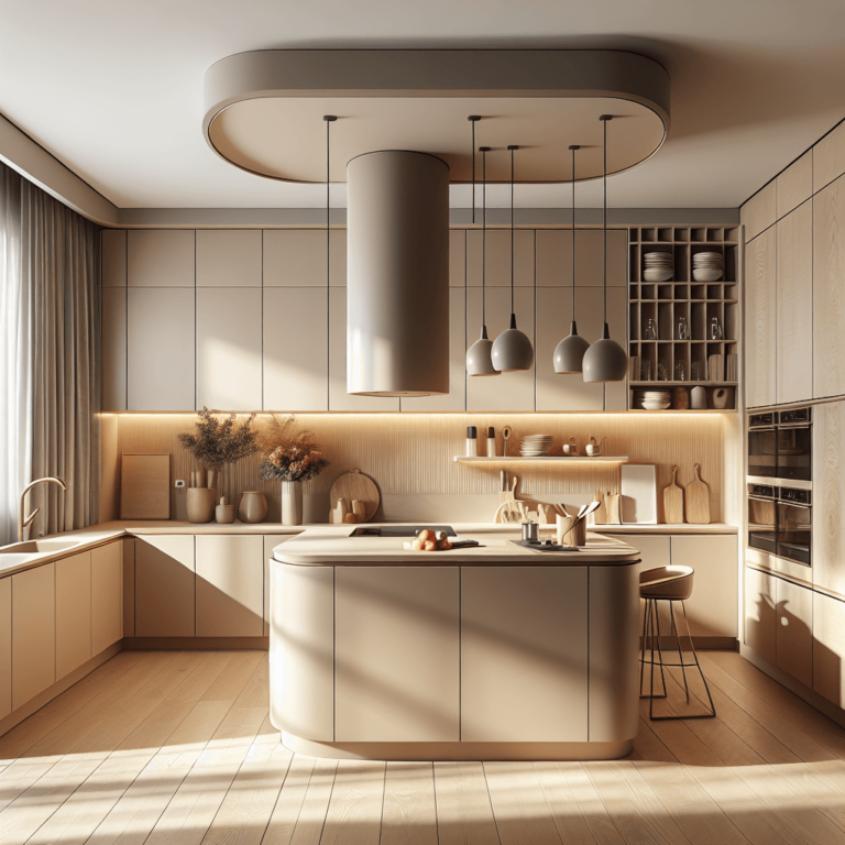 beige Schwebende Küche-Essen