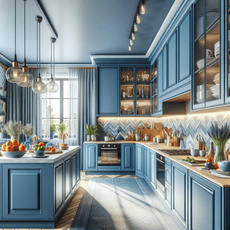 blaue Anrichte Küche-Essen