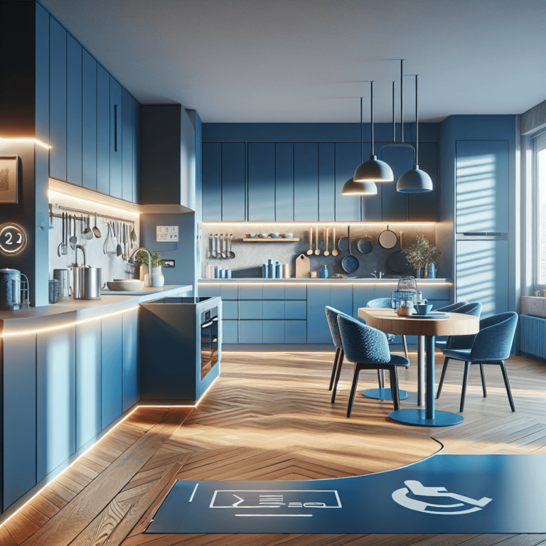 blaue Barrierefreie Küche-Essen