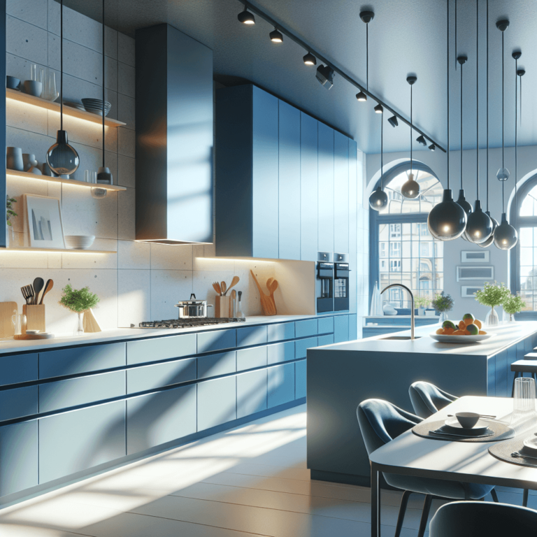 blaue Design Küche-Essen