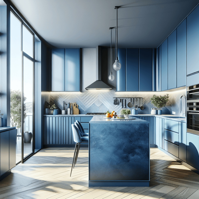 blaue Eck-Küche-Essen