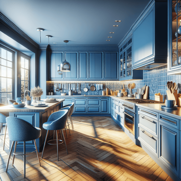 blaue Komplett Küche-Essen