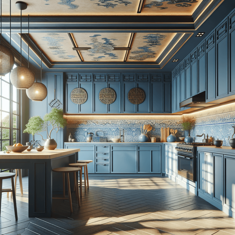 blaue Küche im asiatischen Stil-Essen