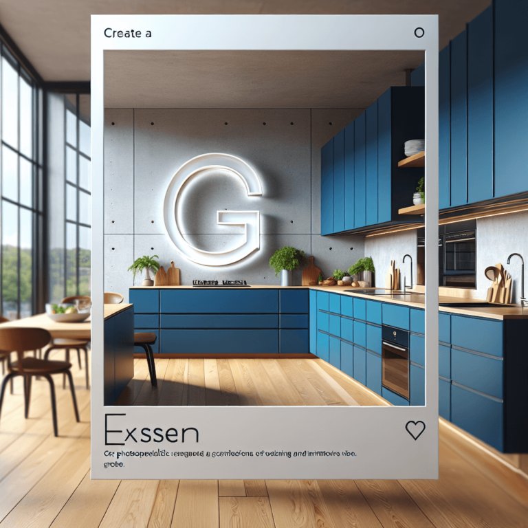 blaue Küche in G-Form-Essen