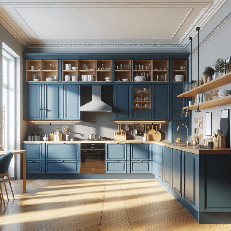 blaue Modulare Küche-Essen