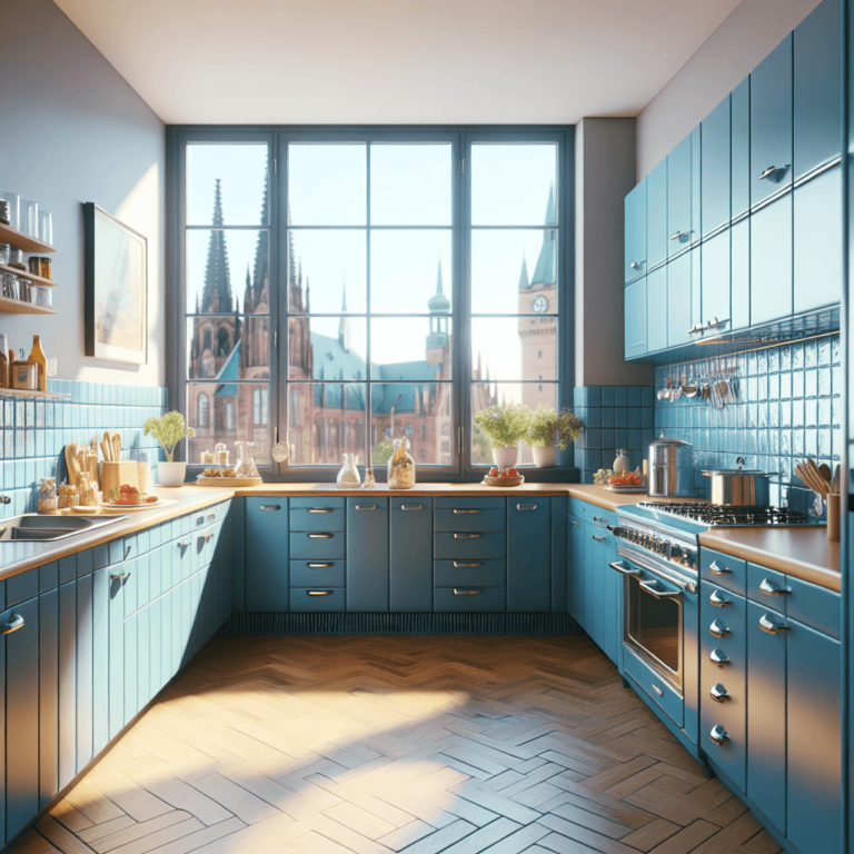 blaue Retro Küche-Essen