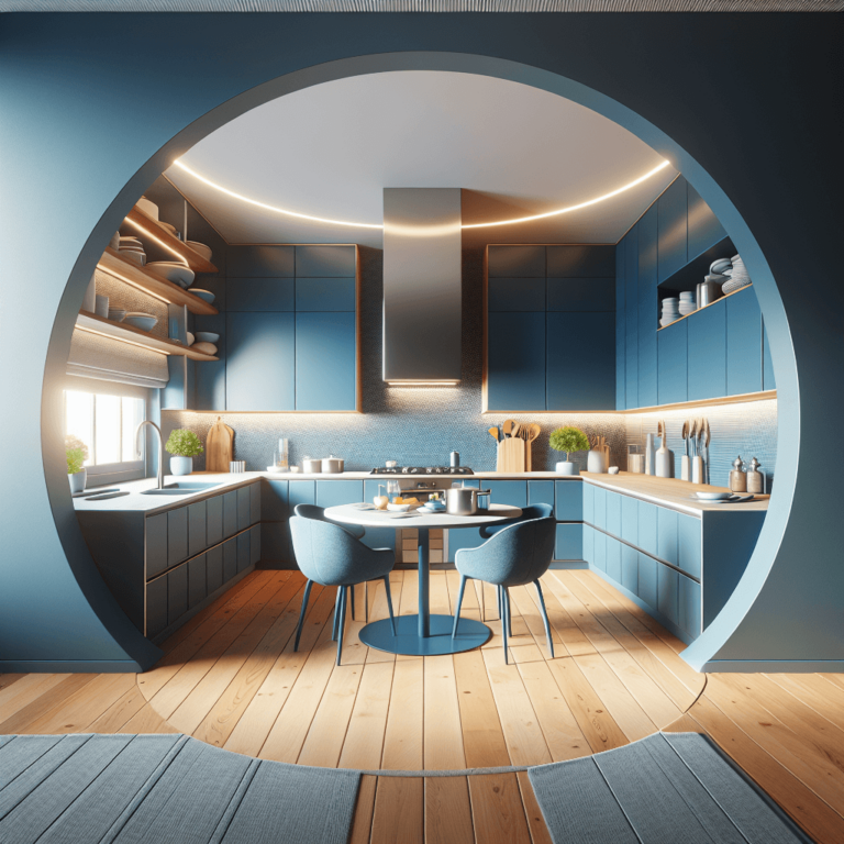 blaue Rondell Küche-Essen