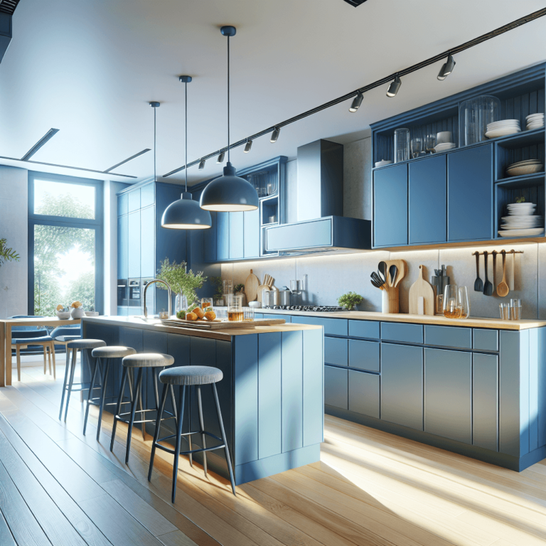 blaue Wohnküche-Essen