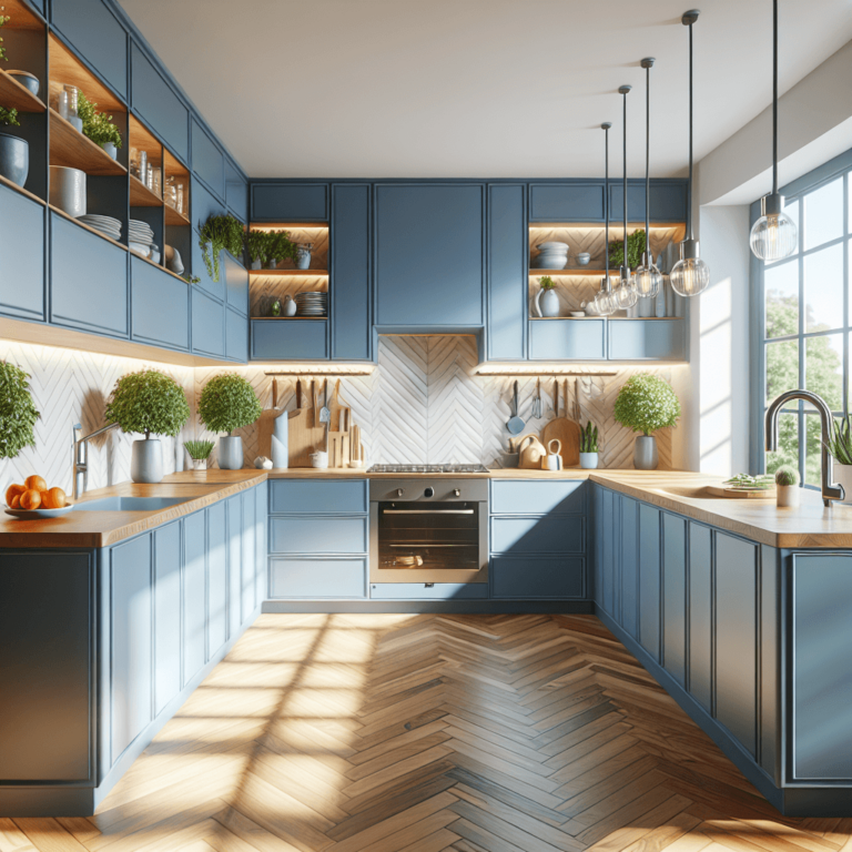 blaue mehrzeilige Küche-Essen