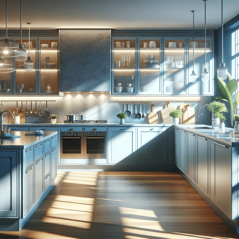 blaugraue Anrichte Küche-Essen