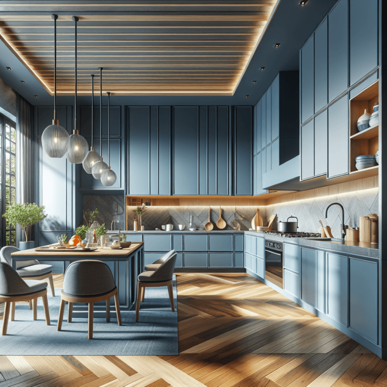 blaugraue Küche im asiatischen Stil-Essen