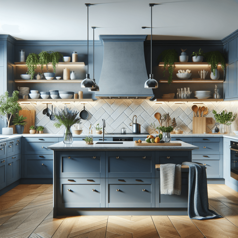 blaugraue Küche im skandinavischen Stil-Essen