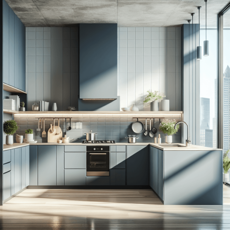 blaugraue Minimalismus Küche-Essen