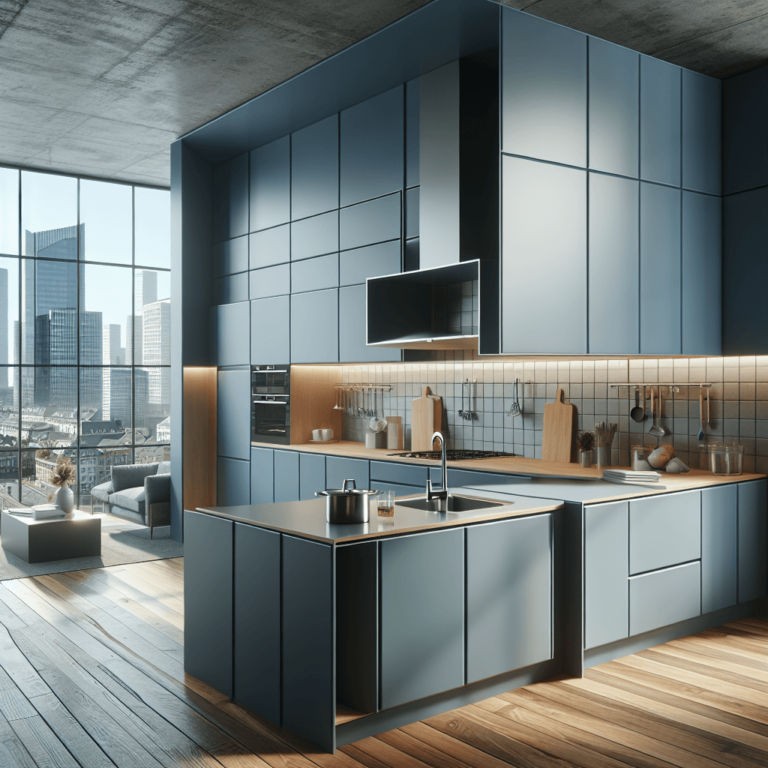 blaugraue Modulare Küche-Essen