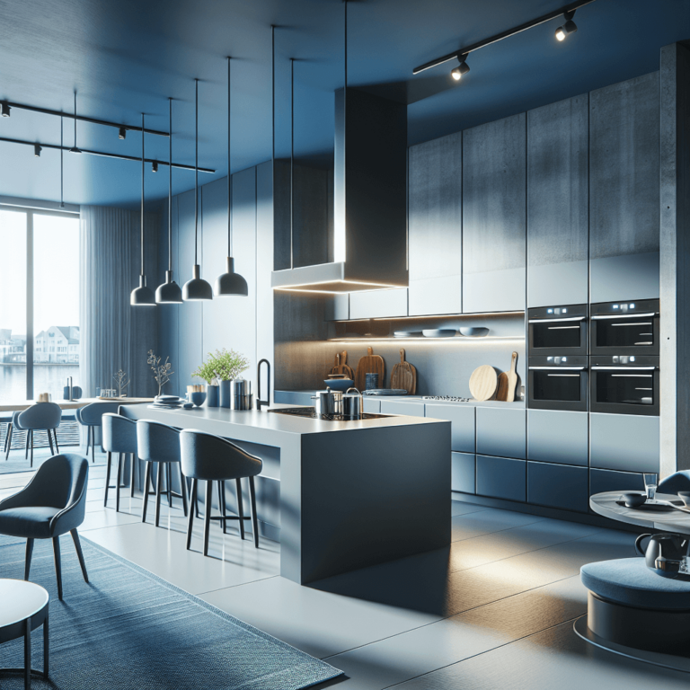 blaugraue Singleküche-Essen