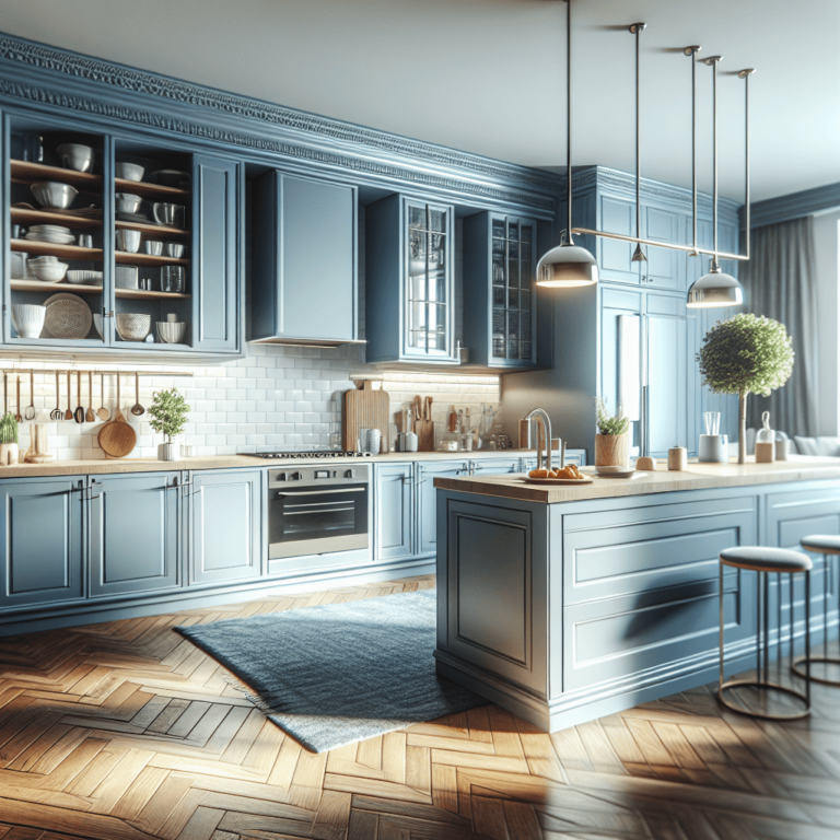 blaugraue Wohnküche-Essen