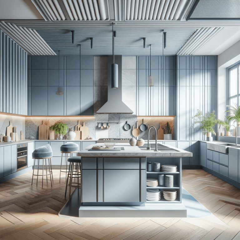 blaugraue mehrzeilige Küche-Essen