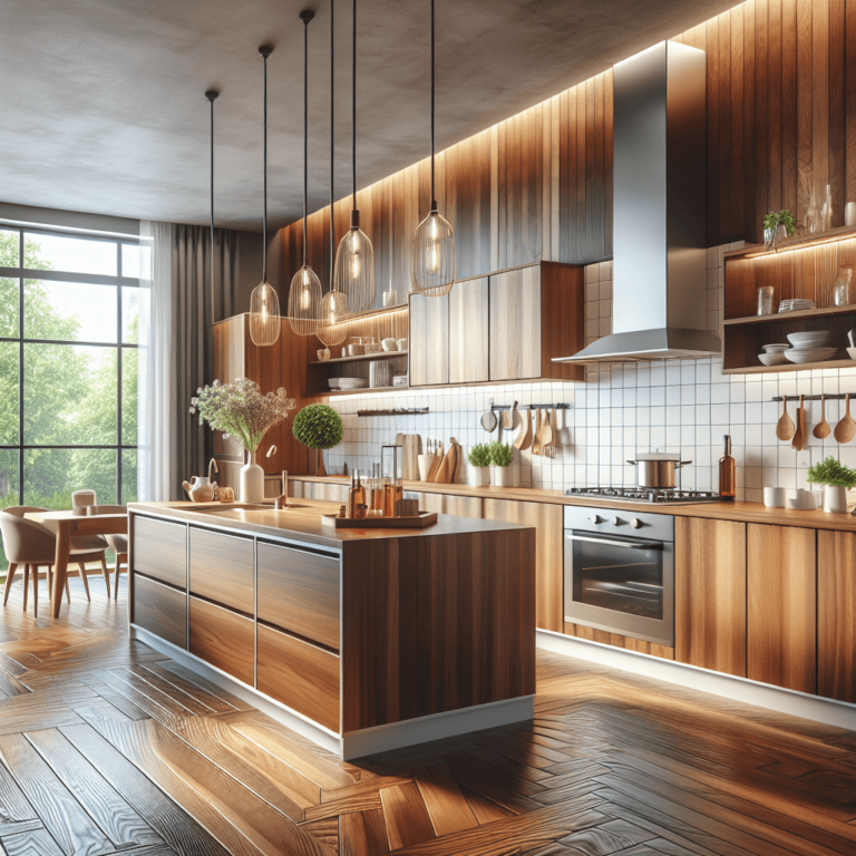 braune Freistehende Küche-Essen