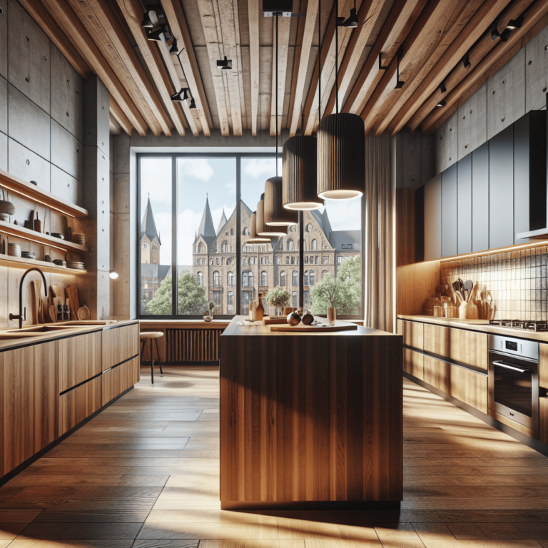 braune Küche im Loftstil-Essen