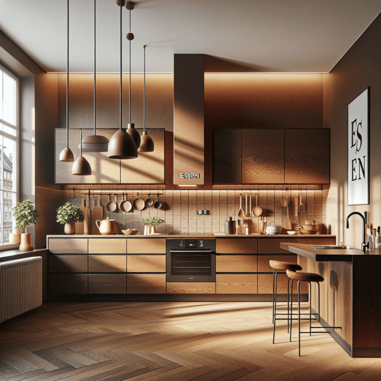 braune Küche im skandinavischen Stil-Essen