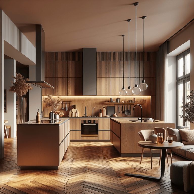 braune Minimalismus Küche-Essen