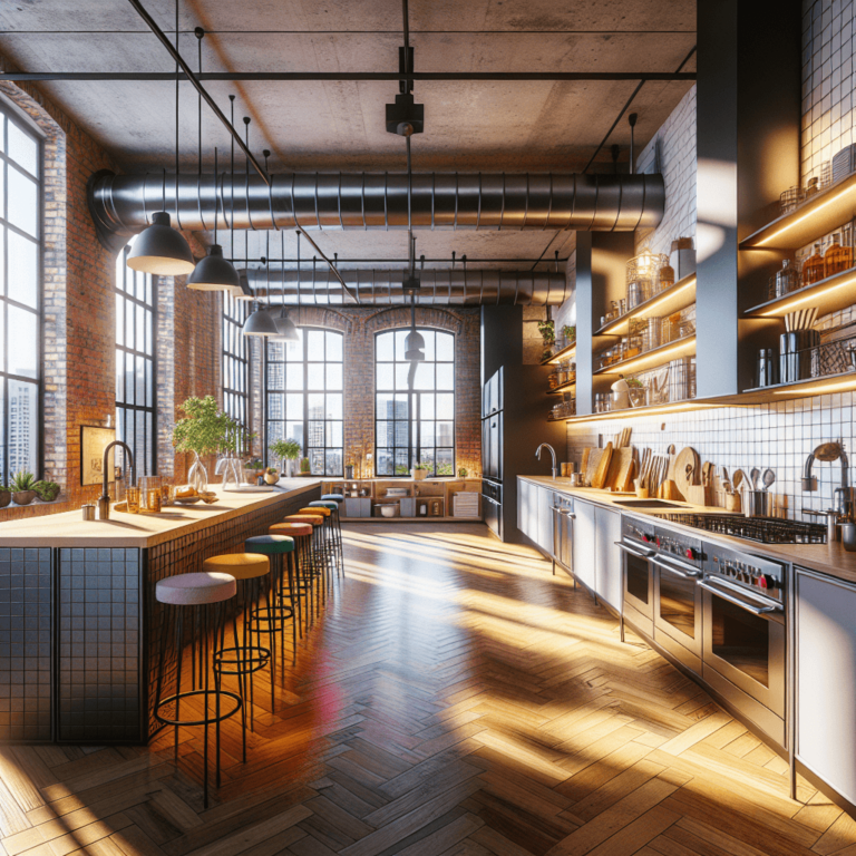 bunte Industrial Style Küche-Essen