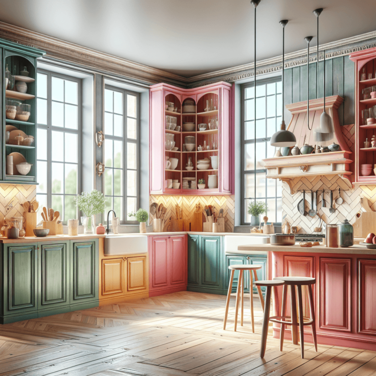 bunte Küche im Shabby Chic Stil-Essen