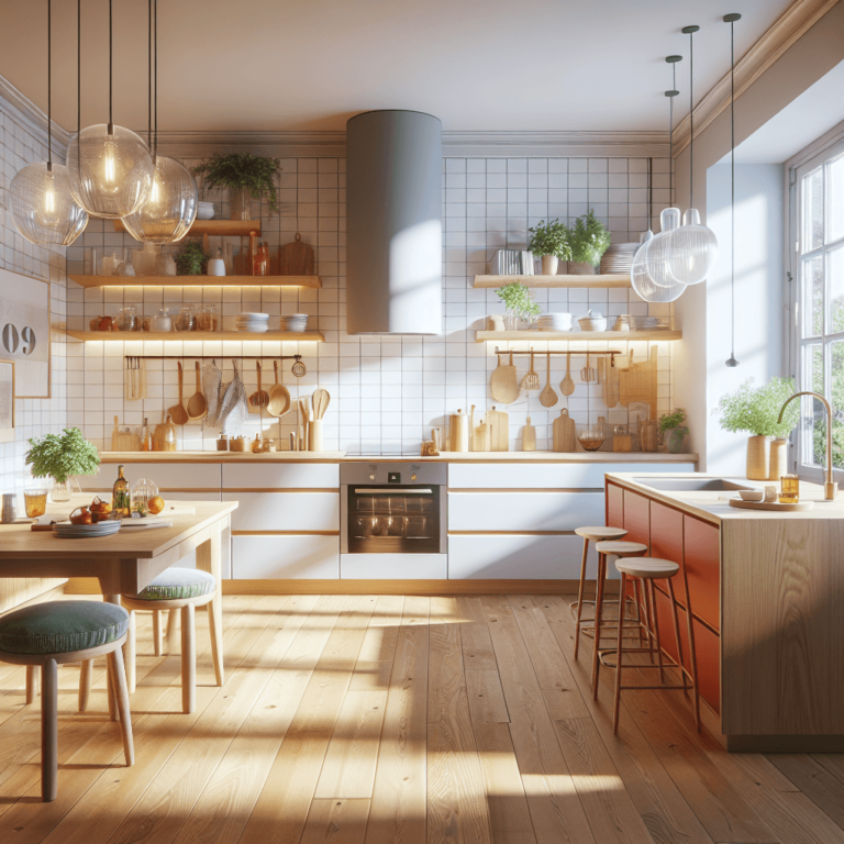 bunte Küche im skandinavischen Stil-Essen