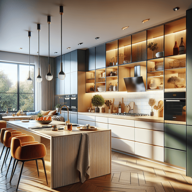 bunte Küche in L-Form-Essen