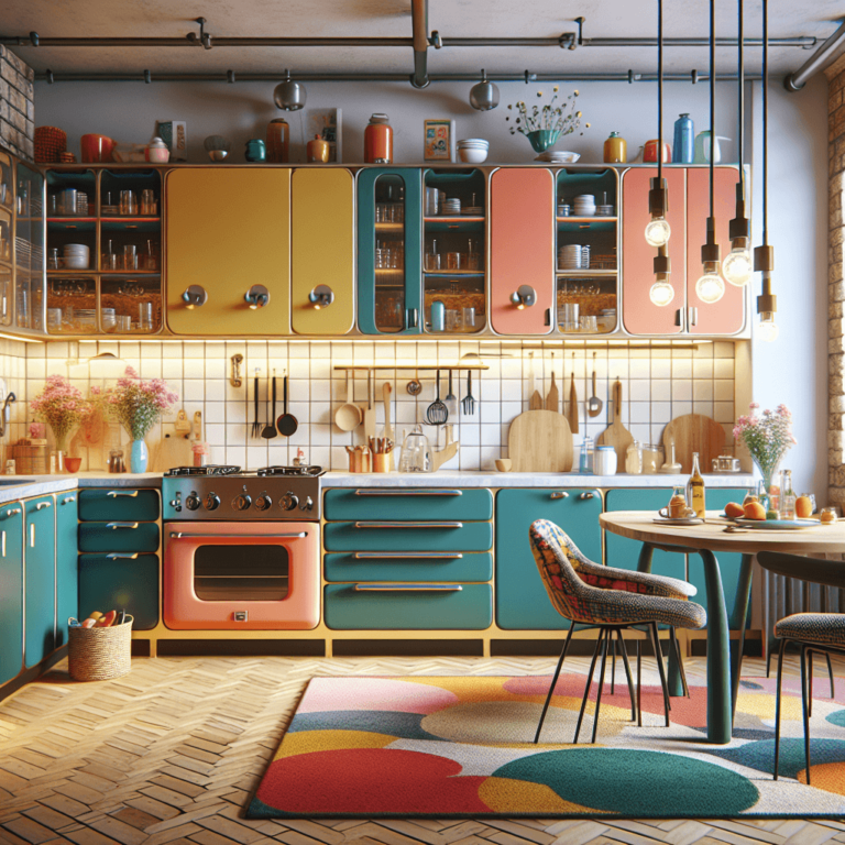 bunte Retro Küche-Essen