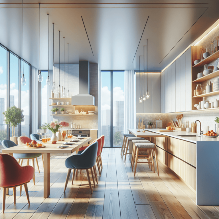 bunte einzeilige Küche-Essen