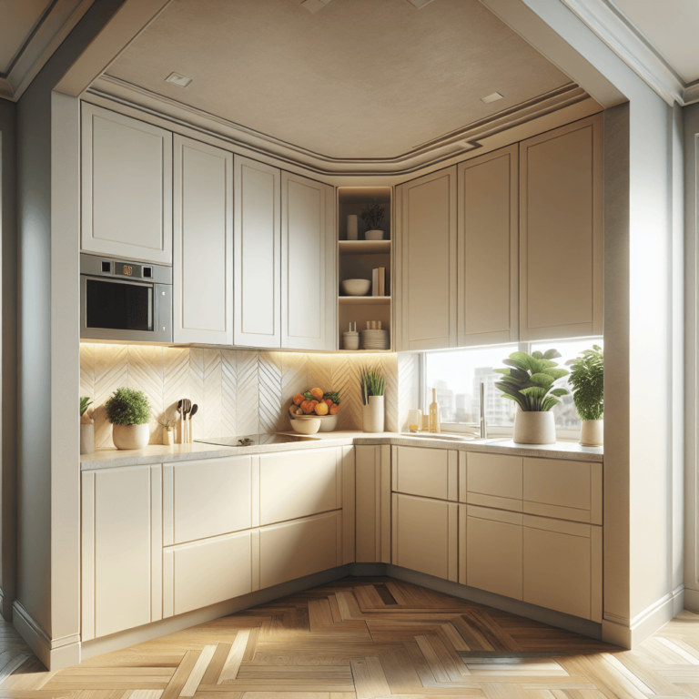 cremefarbene Eck-Küche-Essen