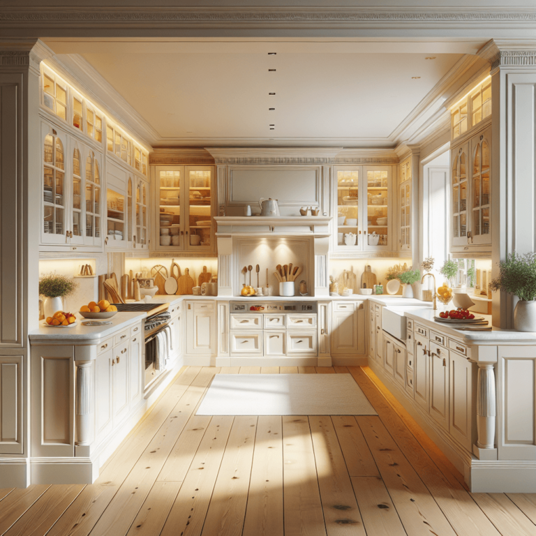 cremefarbene Freistehende Küche-Essen