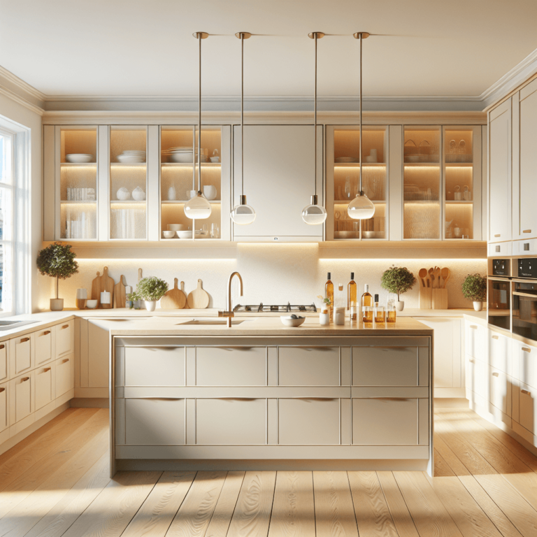 cremefarbene Küche im skandinavischen Stil-Essen