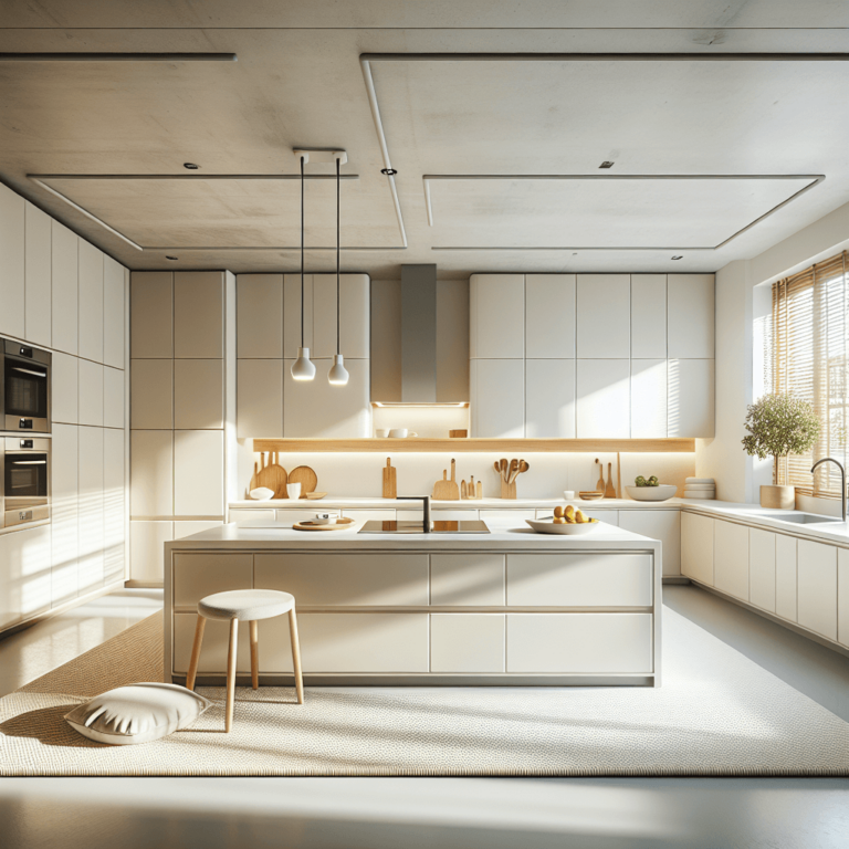 cremefarbene Minimalismus Küche-Essen