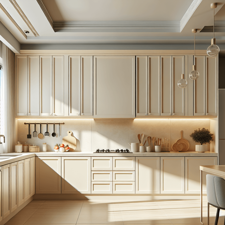 cremefarbene Modulare Küche-Essen