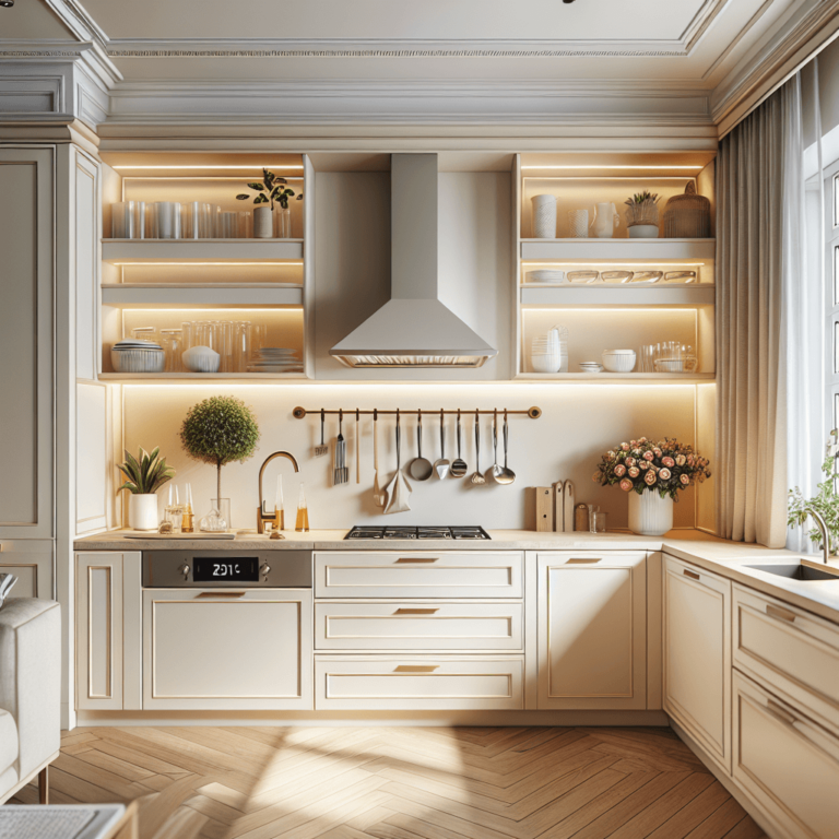 cremefarbene Singleküche-Essen