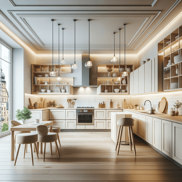 cremefarbene Wohnküche-Essen